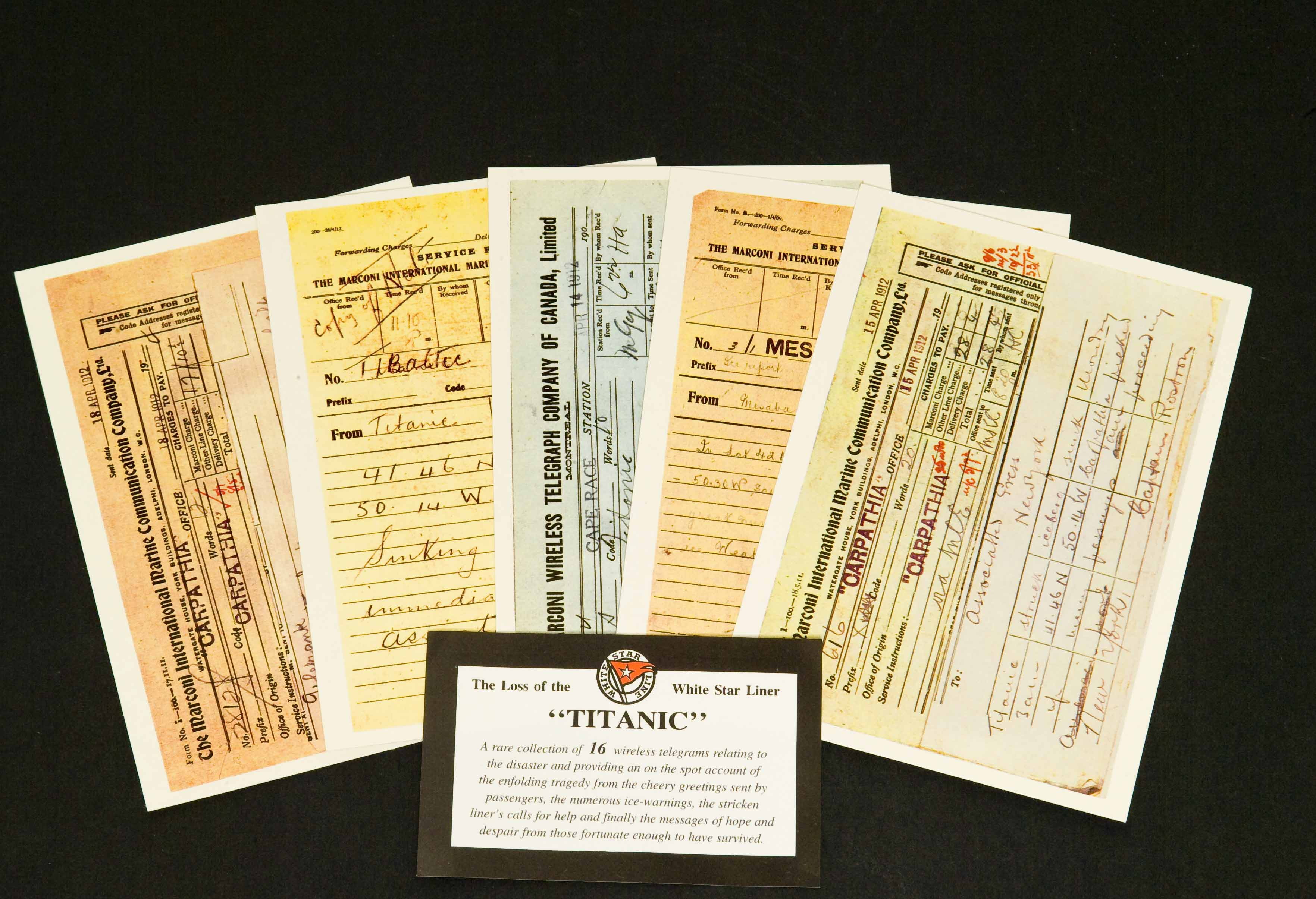 16 x Titanic Telegram Postcards - Click Image to Close